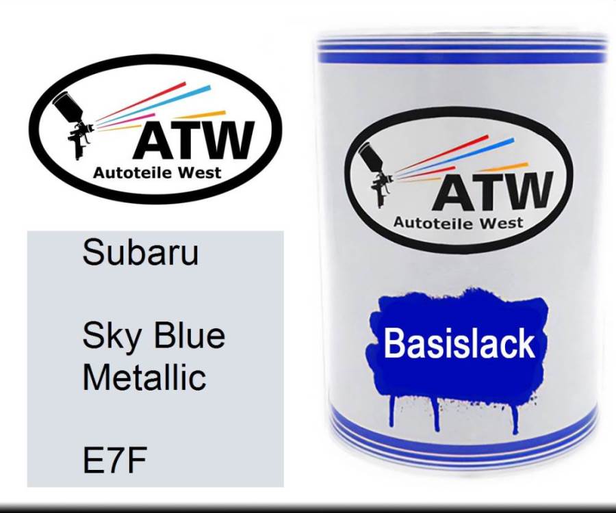 Subaru, Sky Blue Metallic, E7F: 500ml Lackdose, von ATW Autoteile West.